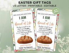 two easter cards with the words i am and bread of life