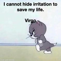 a cartoon cat saying i cannot't hide irritation to save my life virgo