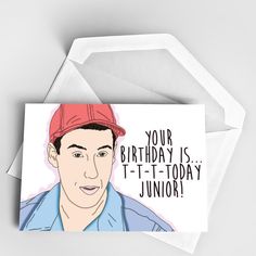 a birthday card with an image of a man wearing a baseball cap