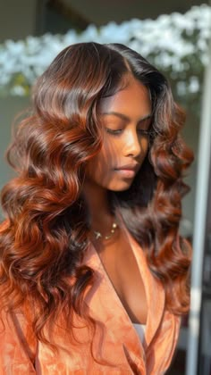 Black And Auburn Hair Ombre, Dark Auburn Curly Hair, Clothes Videos, Autumn Hair, Meagan Good, Perfect Hair Color