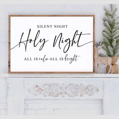 **IF YOU WOULD LIKE TO UPGRADE TO 2 TO 3 BUSINESS DAY PROCESSING, FOLLOW THE LINK BELOW AND ADD IT TO YOUR ORDER https://www.etsy.com/listing/1428827468 Silent Night Holy Night Sign, All Is Calm All Is Bright, Modern Farmhouse Christmas Sign, Christmas Entryway Decor, Christmas Mantle Decor This Silent Night Holy Night Sign is the perfect addition to your rustic farmhouse Christmas decor that you will not find in the stores!  This is an original design that will not be found anywhere else.  The quality of these signs are unmatched to big box stores. With proper care, they will last a lifetime. Perfect to hang up on the wall or rest on a shelf! Material: Wood-pine/birch, paint, stain Dimensions: Available in 4 sizes - 8x16, 12x24, 18x30, and 24x36 COLORS : Available in a solid white, black, Entryway Decor Christmas, Oh Holy Night Christmas Decor, Bright Modern Farmhouse, All Is Calm All Is Bright Sign, And To All A Good Night Sign, Silent Night Sign, Farmhouse Christmas Signs, To All A Good Night Wood Sign, Horizontal Christmas Sign