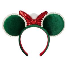 This Minnie Mouse ear headband with poms and sequin bow is a festive fashion accessory for the happiest of holidays - and a keepsake to treasure for 'ears to come! * Padded velour 3D Minnie Mouse ears * Red sequin bow with furry pom appliqué* Pom trimming on ears * Contrast non-slip velour interior * One size fits most adults * Polyester * Approx. 9''H x 11 1/2'' W x 2 1/3'' D * Imported ** Authentic Disney Parks merchandise. ** Minnie Mouse Christmas, Minnie Mouse Ears Headband, Mouse Christmas, Magic Bands, Mouse Ears Headband, Disney Shop, Sequin Bow, Minnie Mouse Ears, Red Sequin