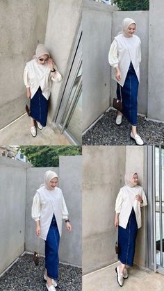 Ootd Rok Jeans Hijab, Outfit Kondangan Casual, Outfit Hijab Casual Rok, Ootd Office, Pengantin Modern, Outfit Ngampus, Stylish Outfits Casual, Rok Outfit