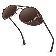 PRICES MAY VARY. 【100% UV400 HD POLARIZED LENS】SUNIER mens steampunk sunglasses can effectively eliminate reflected or scattered light. Double UV400 protection coatings block 100% of harmful UVA & UVB rays. Advanced UV400-rated sunglasses is essential to protect your eyes against long-term UV damage. SUNIER round sunglasses for men strengthen contrast and bring you clearer vision without distortion, making them an ideal choice for general driving, fishing, cycling, running, and other outdoor act Mens Steampunk, Hippie Designs, Steampunk Sunglasses, Steampunk Design, Test Card, Vintage Hippie, Sunglasses Men, Microfiber Cleaning Cloths, Sunglasses For Men