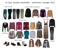 a bunch of different types of clothes and shoes for women to wear on the cruise