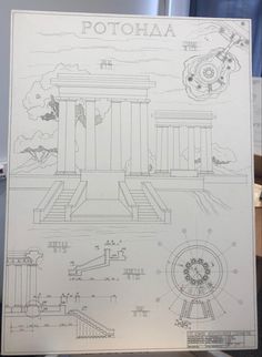 a blueprint drawing of the parthenion and its architecture