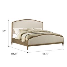 a bed with measurements for the headboard and foot board on it's side