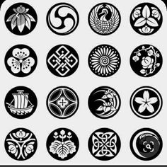 nine circular designs in black and white