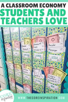 the classroom economy student's and teacher's love bulletin board with text overlay