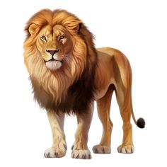 an image of a lion standing in front of a white background