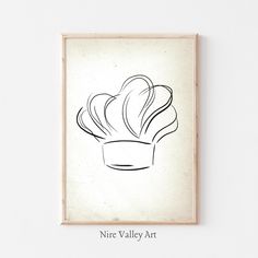 a black and white drawing of a potted plant on a wall with the words nire valley art above it