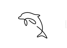 One Line Art Ink Drawing. Implied Line Drawing, One Line Animals, Class Drawing, Dolphin Logo, Dolphin Drawing, Animal Line Drawings, Dolphins Tattoo, Dolphin Art