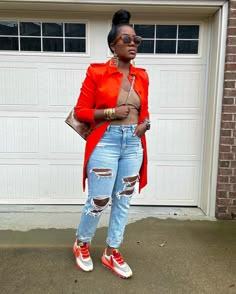 ~Recap of the OOTD~ Swipe to see the look styled with sneakers as well. Orange will forever be that girl! Watch previous reel for step by step details! 🧡🍊 . . 📌Shop exact and similar options on my @shop.ltk page linked in my bio. . . ✨What I’m wearing: *Trench coat: @zara (old) *Shirt: @commense.official (gifted) *Jeans: @americaneagle *Sneakers: @nike via @stockx *Heels: @amazonfashion *Purse: @brahmin (gifted) *Bracelets and Apple Watch band: Amazon *Earrings: @leathercandyaccessories *... Catsuit And Sneakers Outfit, Sneaker Outfits For Work, Cute Casual Work Outfits Summer, Friends Giving Outfit, Blazer Jeans And Sneakers Outfit, Casual Sneaker Outfits Women, Heels With Jeans Night Out, Sneakers And Jeans Outfit, Work Outfit With Sneakers