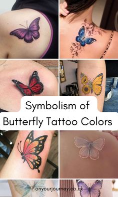 many different types of tattoos on the back of women's shoulders and chestes