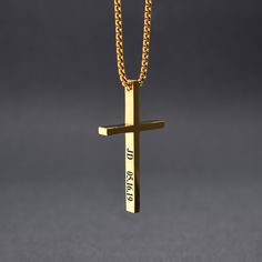 Personalized cross necklace is great quality. The perfect gift for boyfriend or man for a wedding anniversary or other important occasion. PRODUCT DETAILS Material - Stainless steel (does not change color and does not rust) Cross size - 2"x1" Colors - black, gold, silver Chain length - 23" Available 4 sides of engraving The photo is an example - the engraving text you want yourself (date, initials, bible verse, names, short phrase, etc.). HOW TO ORDER 1. Select the "Color" 2. Add your personaliz Mens Cross Necklace Gold, Gold Cross Necklace Mens, Cross Chain Men, Personalized Cross Necklace, Custom Chain, Mens Cross Necklace, Perfect Gift For Boyfriend, Personalized Cross, Mens Crosses