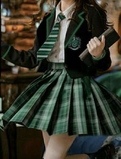 Cute Slytherin, Cute Slytherin Outfits, Slytherin Aesthetic Outfit, Harry Potter Uniform