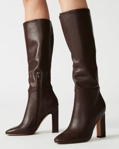 Professional Fits, Brown Heeled Boots, Chanel Perfume, Elegant Aesthetic, Knee Boot, Elegant Shoes