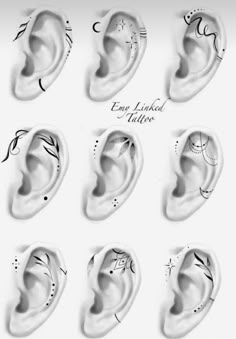 an ear is shown with different types of ears and the words end linked tattoo written on it