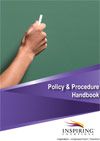 a person writing on a chalkboard with the words policy and procedure handbook written below