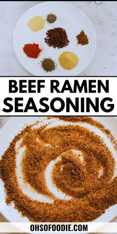 Text reads Beef Ramen Seasoning Beef Ramen Seasoning Recipe, Ramen Seasoning Recipe, Ramen Beef, Beef Ramen Noodle Recipes, Diy Ramen, Beef Seasoning, Ramen Seasoning, Beef Ramen, Ramen Recipes Easy