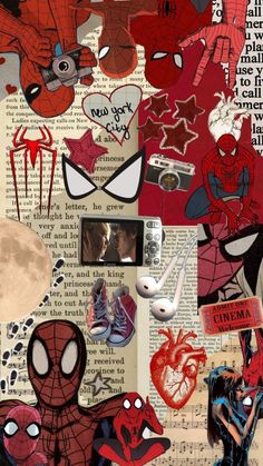 a collage of spider - man and other comic characters