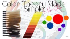 color theory made simple with different shades and colors on the side, including red, yellow, green, blue, orange, and black