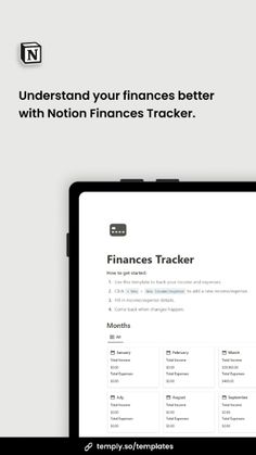 the finance tracker app is displayed on a tablet screen, with text reading understand your finance better with non - finance tracker