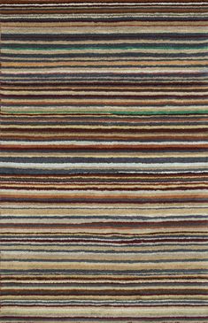 a multicolored rug with vertical stripes on the bottom, and horizontal lines in the middle