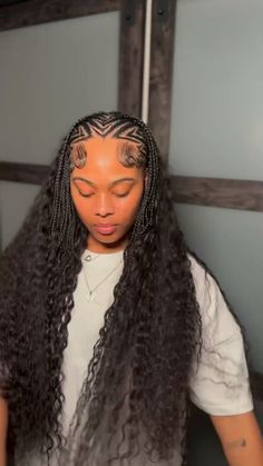 Check out 50 more half braids half sew in or quick weave hairstyles featuring the best curly human hair to use. Curly Quickweave, Braids With Curly Hair, Stitch Feed In Braids, A Quick Weave, Dramatic Edges, Feed In Braids, Curly Weave, Sleek Ponytail Hairstyles