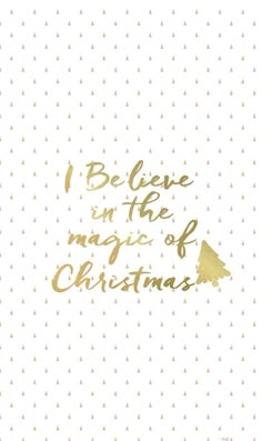 i believe in the magic of christmas card with gold foil lettering on white and beige background