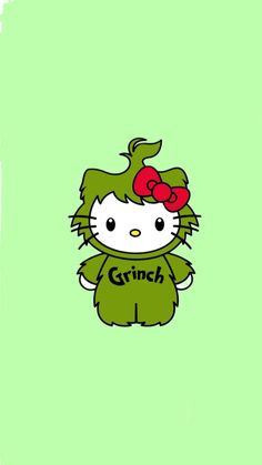 an image of a hello kitty on a green background