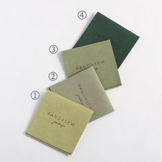 four different types of cloths on a white surface with instructions for sewing them and how to sew them