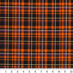 an orange and black plaid fabric