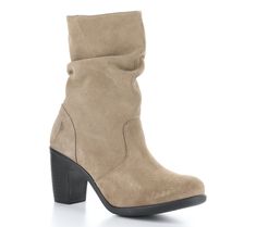 With a ruched mid-height shaft, these flexible suede boots pair gracefully with everything from leggings to tights to denim flares. From Fly London. Fly London, Denim Flares, Suede Heels, Suede Boots, Heeled Boots, Fashion Shoes, Leather Upper, Shoe Boots, Tights