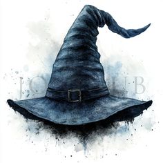 a watercolor painting of a wizard's hat