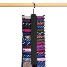 a rack with ties hanging from it's sides