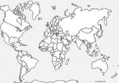 the world map is shown in black and white, with all countries marked out on it