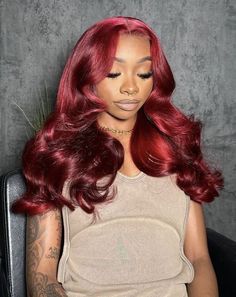 Process and shipping time 10-14 days. Shipping: Royal Mail - Sig Next day delivery  Colour: Burgundy Red Texture: Body Wave Lace: Thin Transparent Lace  Density: 3 Bundles + Frontal  Hair Quality: Raw Human Hair Cap size: Medium / Average Size ( Can request bigger or smaller size) Pretty Wigs, Hair Rainbow, Air Style, Brazilian Straight Human Hair, Birthday Hairstyles, Wig Install, Natural Hairstyle, Wave Wig, Red Wigs