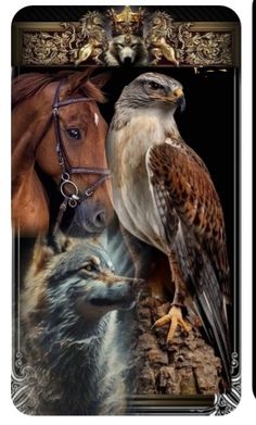 an image of a bird and two animals