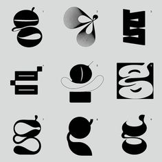 the different type of font used in logos and typograms, including one for each letter