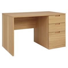 a wooden desk with three drawers on the bottom and one drawer at the top that is open