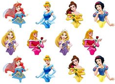 the disney princesses are all wearing different outfits