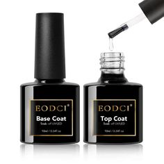 PRICES MAY VARY. 【Eodci Gel Top Coat and Base Coat】 2pcs 10ml, Long lasting for 21+ days with perfect shine. A flexible topcoat avoids nicks, chips, or smudges(The base gel can not be used as glue). 【No Harm Gel Top Coat&Base Coat】 9 Toxin-Free Ingredients makes it healthy and Smell-less. No harsh ingredients or adhesives lead to damaged nails. 【Compatible with All Brands Soak-off Gel Nail Polish】Suitable for natural nails, gel nails, artificial nails, acrylic nails, nail tips, etc. Please be ki Top Coat Nail Polish, Dry Nails Quick, Coat Set, Soak Off Gel Nails, Gel Polish Nail Art, Gel Nails Diy, Nail Gel Polish, Gel Top Coat