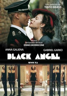 the movie poster for black angel starring actors from left to right, and an image of two