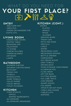 what do you need for your first place in the kitchen? info poster - click to enlarge