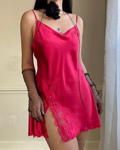 ༄ Victoria's Secret sultry red slip dress featuring lace embroidery lining and bustier details with deep thigh split hem༄ deep plunge back cutout; adjustable straps; square neckline༄ size L༄ lovely condition with no visible damage or flaws 🤍Model Measurements: - Bust: 34B - Waist: 26 - Hip: 38 - Height: 5"4 🤍 Size of mannequin: size 2 - 4 Fitted Lace Trim Backless Slip Dress, Fitted Backless Slip Dress With Lace Trim, Lace Slip Dress With Delicate Straps For Night Out, Backless Slip Dress With Lace Trim For Night Out, Backless Slip Dress With Lace Trim For Date Night, Party Slip Dress With Spaghetti Straps And Lace Back, Red Bias Cut Slip Dress For Summer, Red Bias Cut Slip Dress For Night Out, Backless Lace Trim Slip Dress For Party