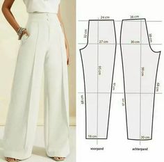 the front and back view of a woman's jumpsuit pattern, with measurements for it