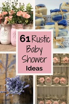 baby shower ideas with pink flowers and mason jars