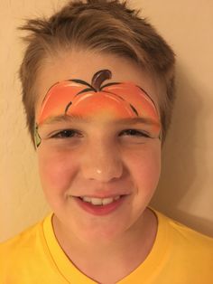 Halloween Party Face Painting, Easy Fall Festival Face Painting Ideas, Fall Themed Face Paint, Fall Fest Face Painting, Face Painting Pumpkin, Apple Face Painting, Fall Face Painting Ideas Simple, Simple Fall Face Painting For Kids, Fall Face Paint Ideas