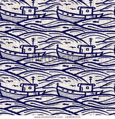 an abstract blue and white background with boats in the water